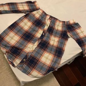 plaid off the shoulder